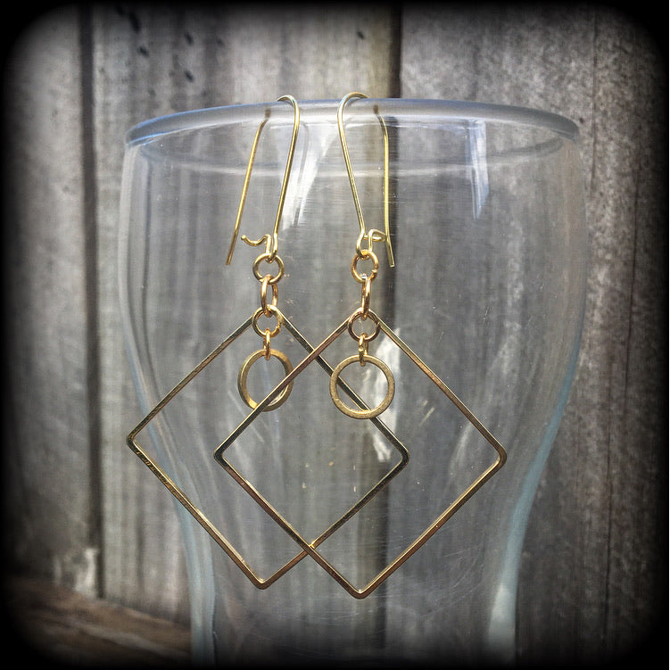 Geometric earrings-Square and circle earrings