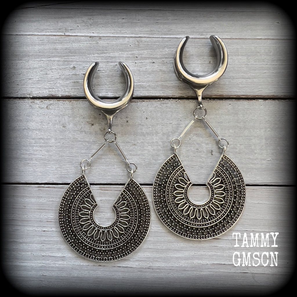 Mandala cradle weights-Artemis gauged earrings