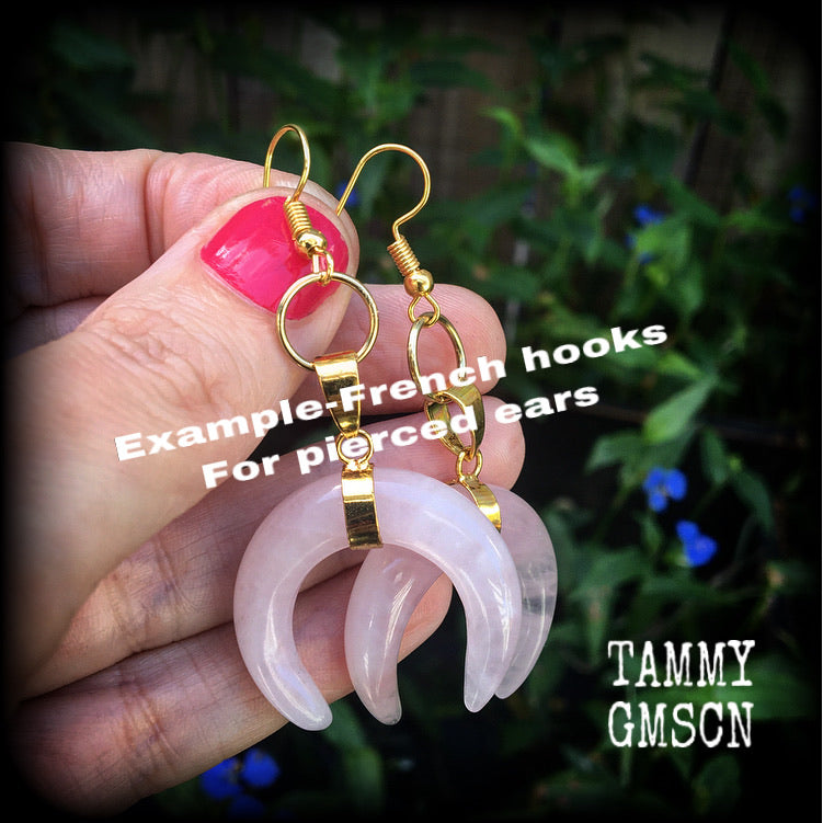 Rose Quartz earrings-Gemstone ear hangers