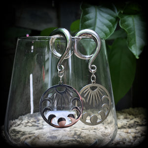 Moon phases gauged earrings