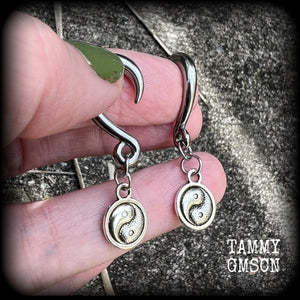 Yin Yang gauged earrings