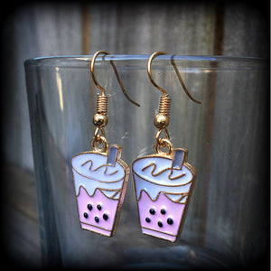 Bubble tea earrings-Pearl tea earrings