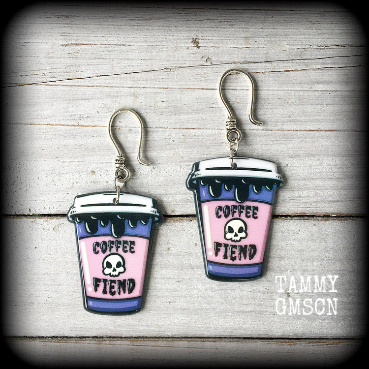 Coffee fiend earrings-Ear hangers