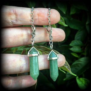 Aventurine tunnel earrings-Gemstone earrings