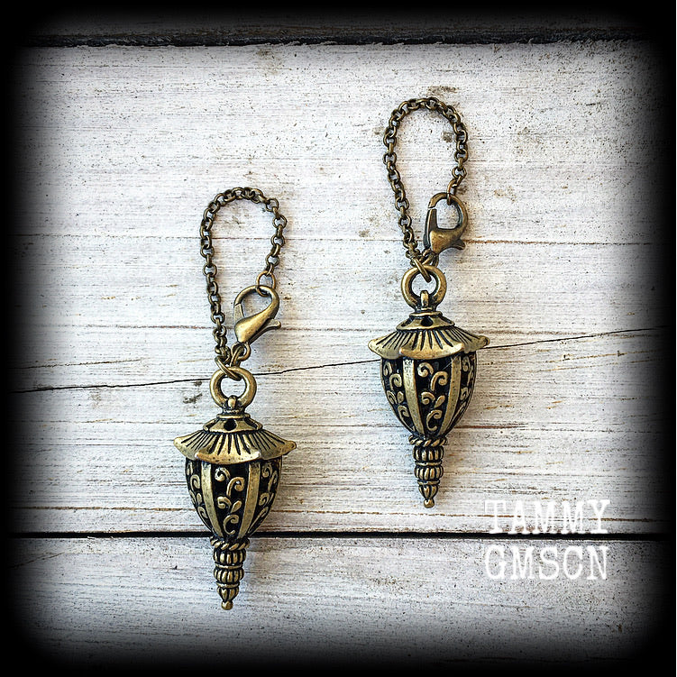 Bronze lantern earrings-Tunnel dangles