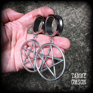 Pentagram tunnel earrings