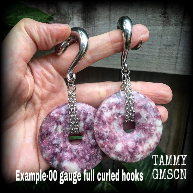 Lepidolite gauged earrings-Ear weights