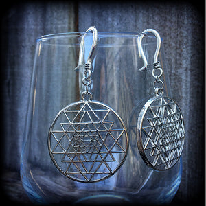 Sri Yantra earrings-Geometric earrings