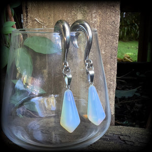 Opalite gauged earrings