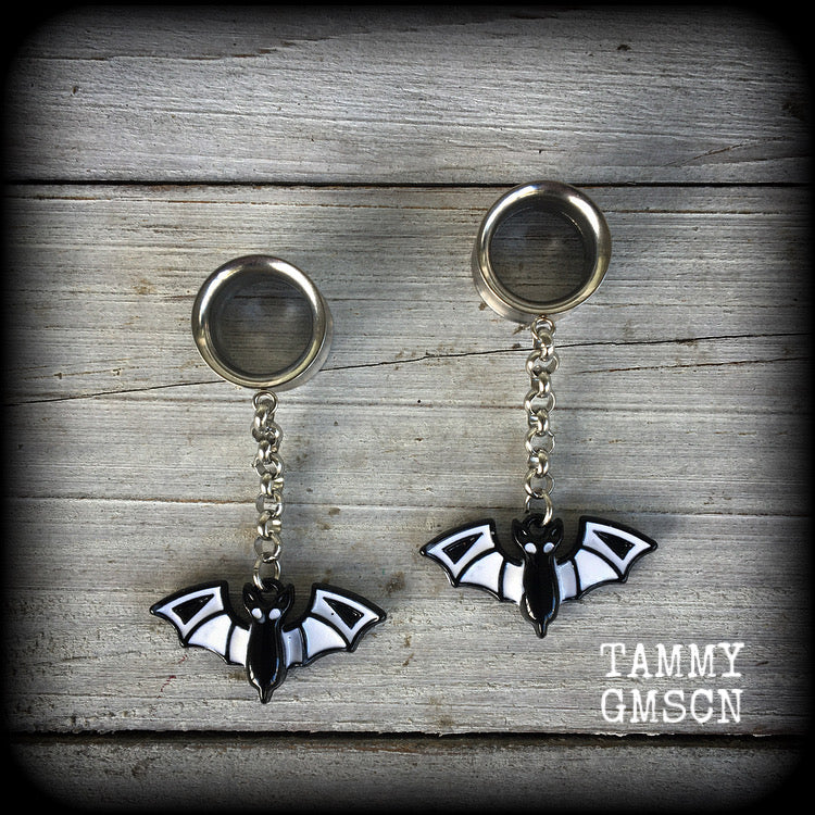 Bat tunnel dangles-Tunnel earrings