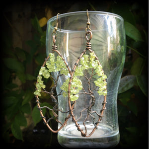 Tree of life earrings-Peridot earrings