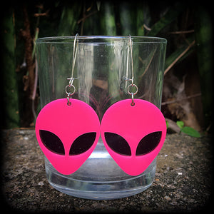 Hot Pink alien earrings