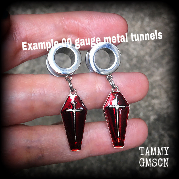 Coffin tunnel earrings