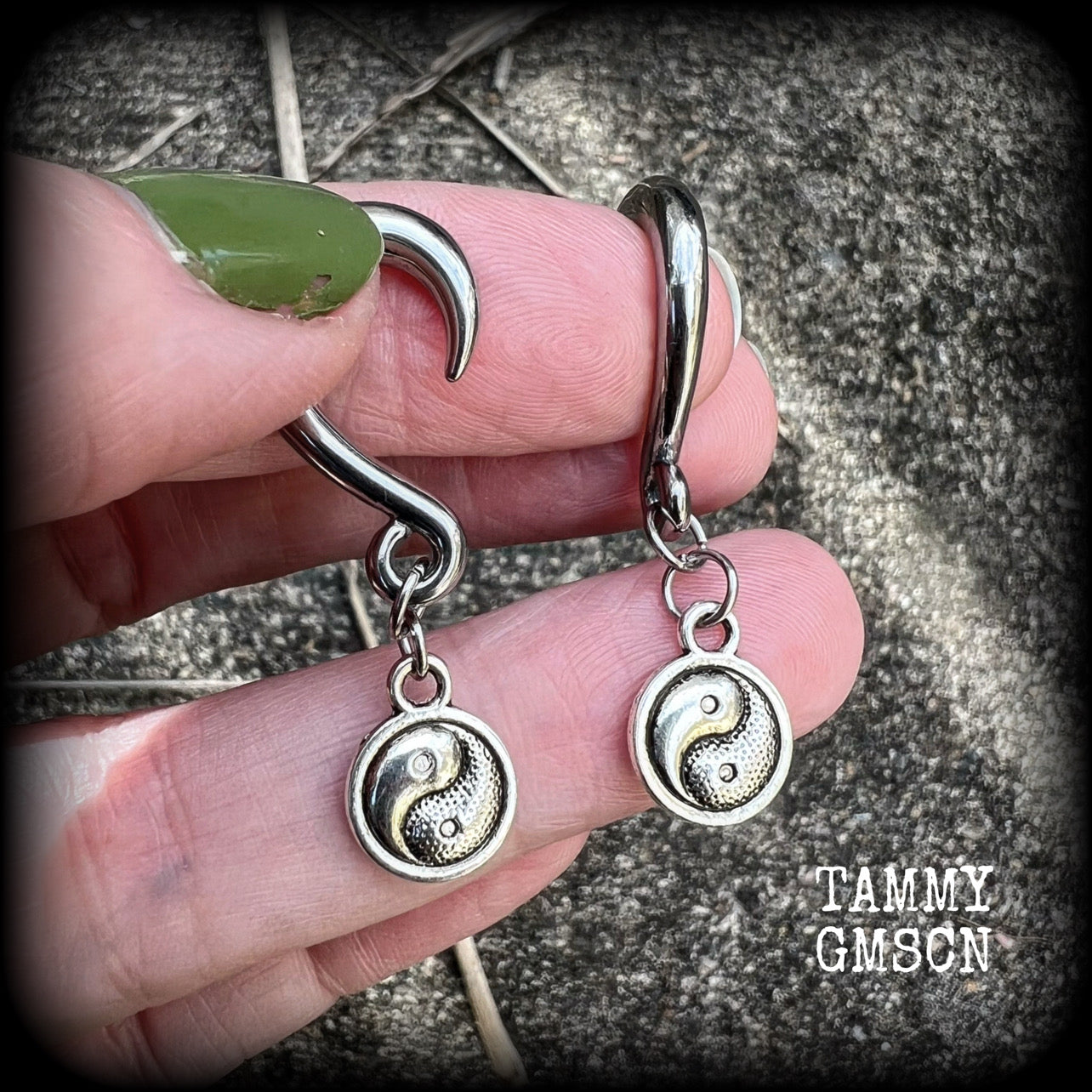 Yin Yang gauged earrings