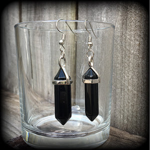 Black obsidian earrings-Gemstone earrings