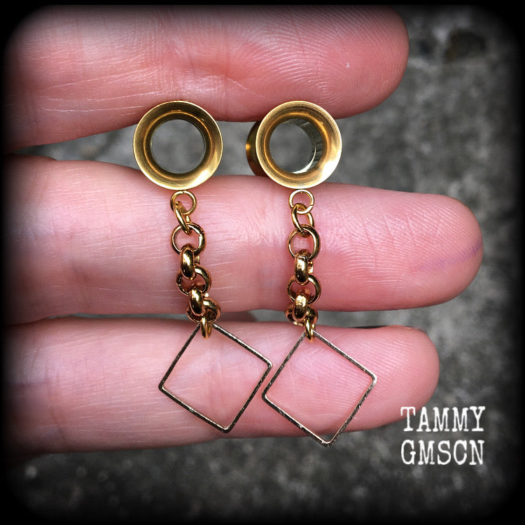 Diamond tunnel earrings-Geometric earrings