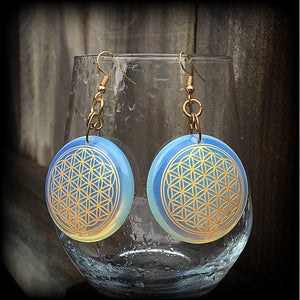 Flower of Life earrings-Opalite earrings