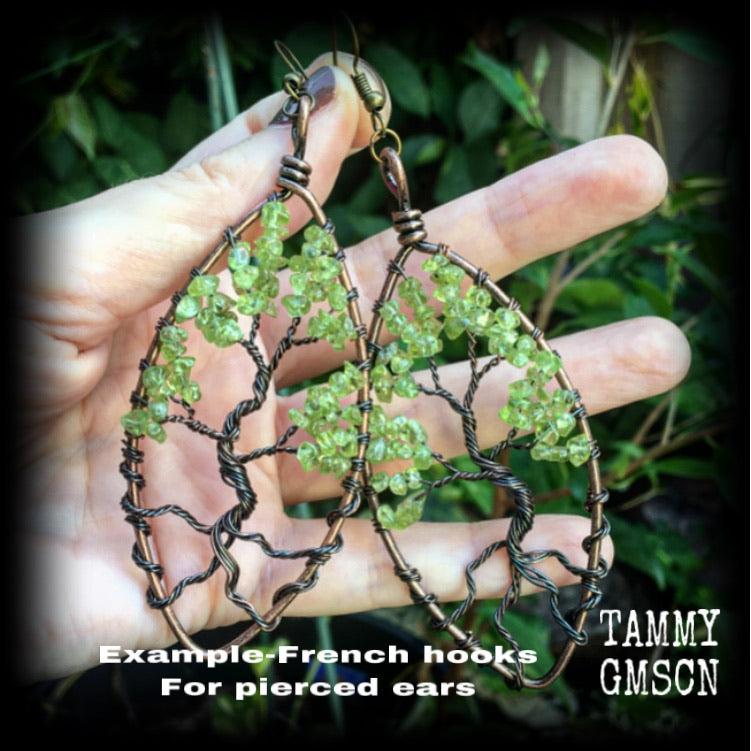 Tree of life earrings-Peridot earrings