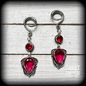 Garnet earrings-Gauged earrings