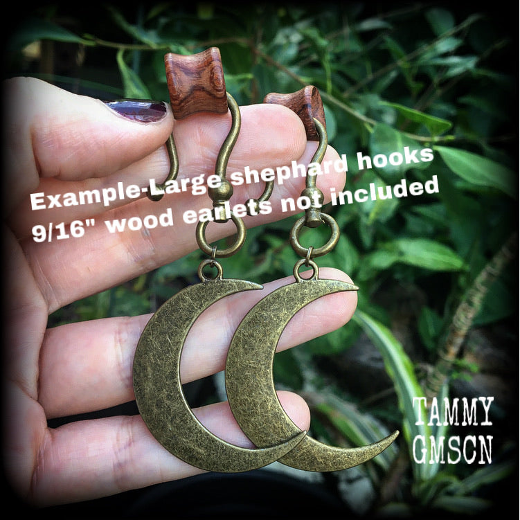 Bronze crescent moon earrings-Ear hangers