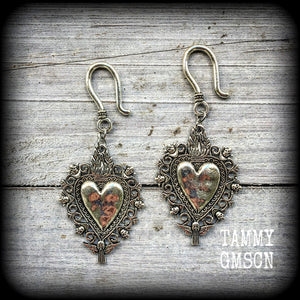 Sacred heart earrings-Milagros earrings