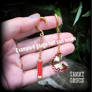 Pencil and shaving gauged earrings