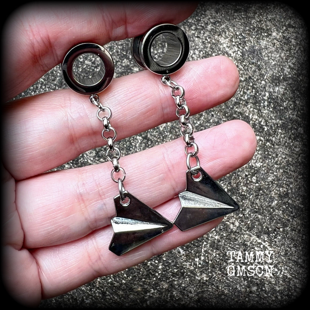 Origami airplane tunnels-Aeroplane earrings