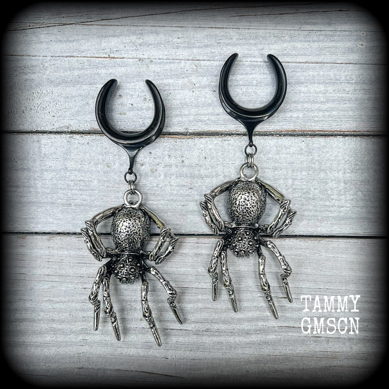 Spider ear weights-Insect gauged earrings