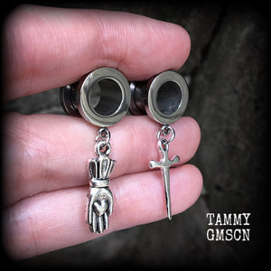 Ace of swords tunnel earrings