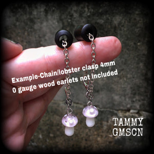 Purple mushroom earrings-Ear hangers