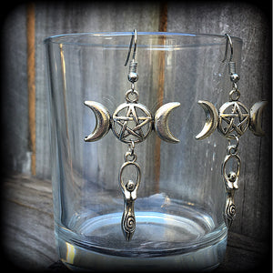 Triple goddess earrings-Maiden Mother Crone earrings