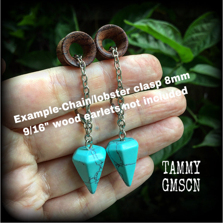 Turquoise earrings-Tunnel dangles