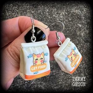 Cat food earrings-Crazy Cat Lady earrings