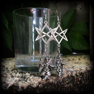 Baphomet earrings-Unicursal hexagram earrings
