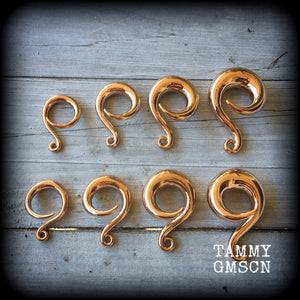 DIY Rose gold full curl hooks for stretched lobes