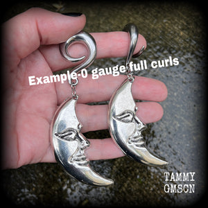 Esoteric crescent moon earrings-Gauged earrings