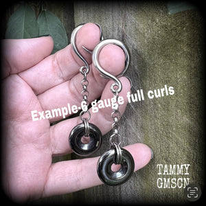 Hematite gauged earrings