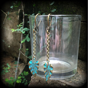 Bronze leaf dangle earrings