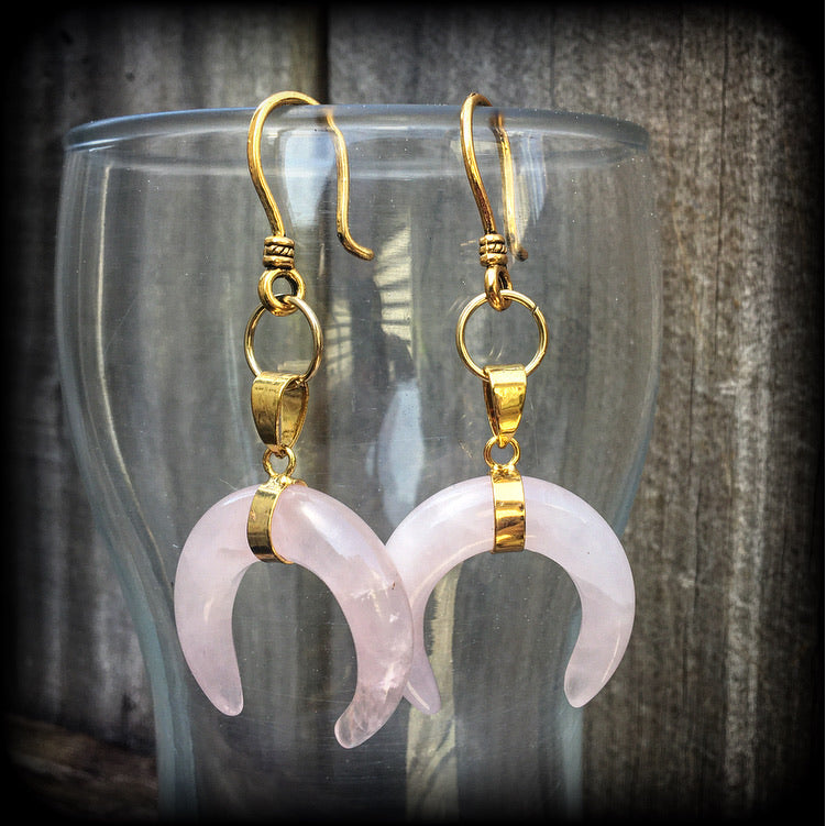 Rose Quartz earrings-Gemstone ear hangers