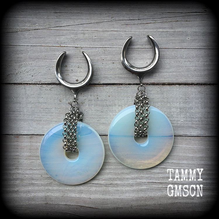 Opalite ear weights-Gauged earrings