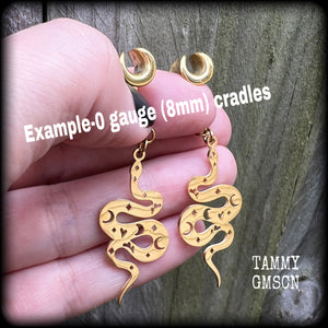 Celestial snake gauged earrings