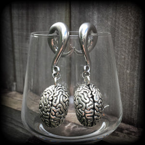 Human brain ear weights Brains gauged earrings Brains ear hangers 00 gauge ear weights Horror punk earrings Horror punk jewelry Zombie earrings Halloween earrings 4mm 6mm 8mm 10mm 12mm 14mm 16mm 19mm 22mm 25mm 28mm 30mm Stretched ears Stretched lobes Gauged earrings Gauges