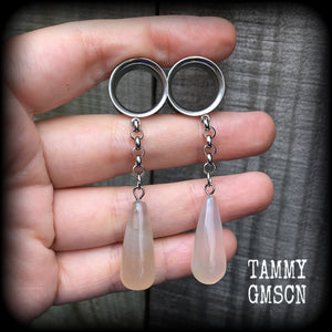 Cloudy quartz tunnel dangles