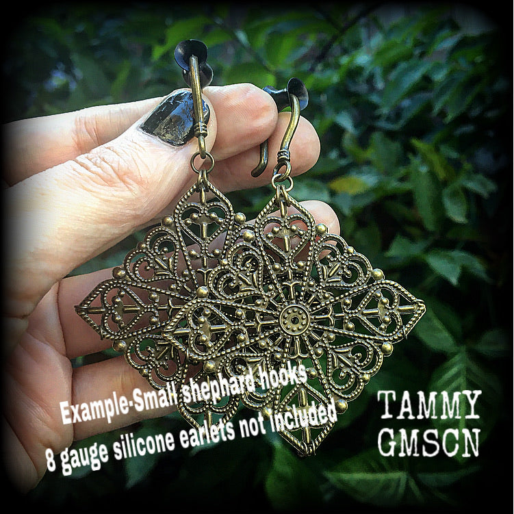 Mandala ear hangers-Tunnel earrings