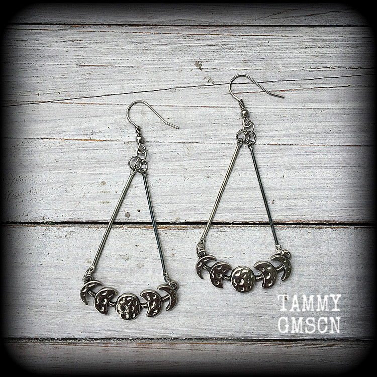 Moon phase earrings-Moon earrings