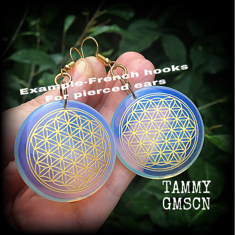 Flower of Life earrings-Opalite earrings