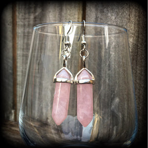 Rose quartz earrings-Gemstone earrings