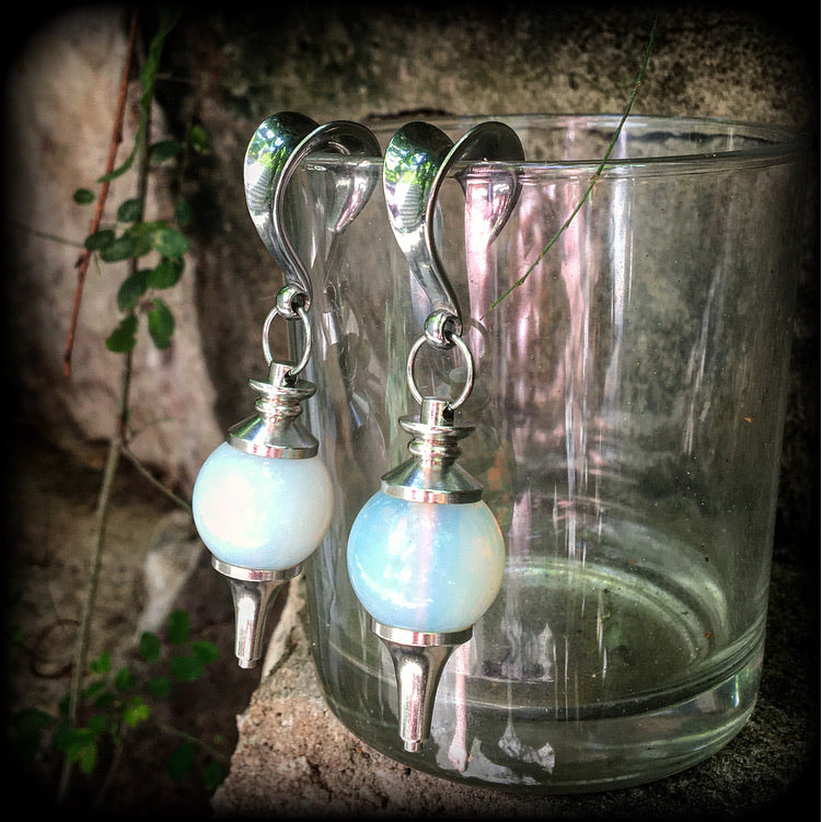 Opalite gauged earrings