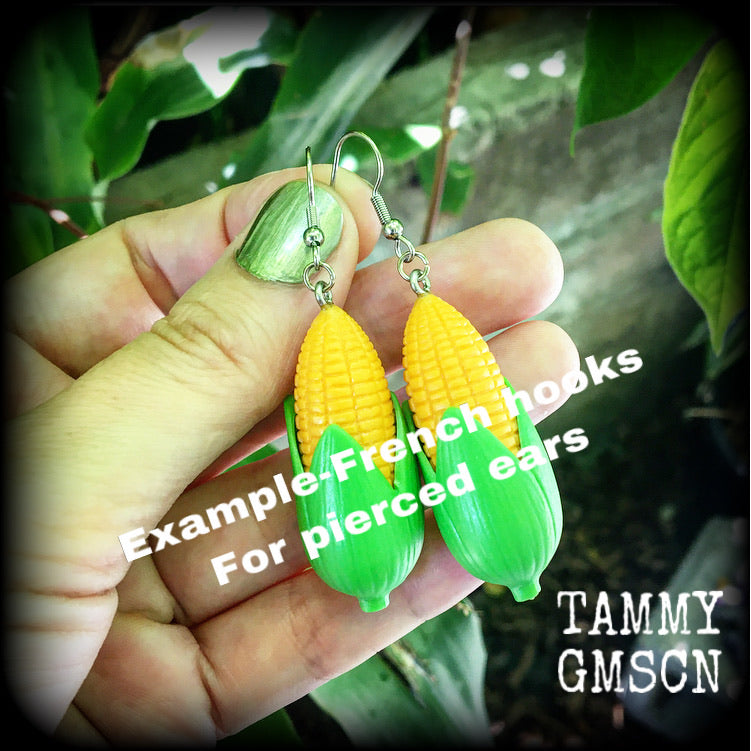 Corn cob earrings-Vegetable earrings