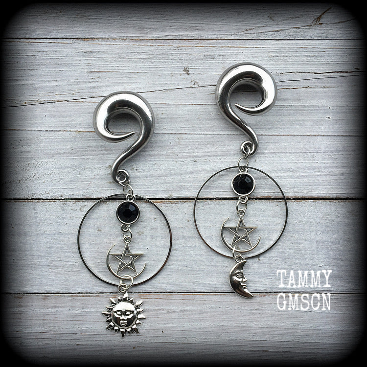 Sun and moon esoteric earrings